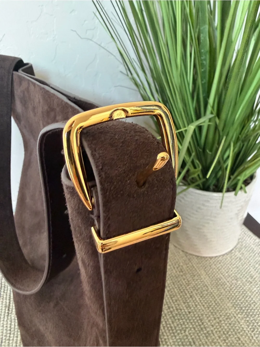 Madewell Essential Suede Tote Bag NM988 Chocolate Brown NWT
